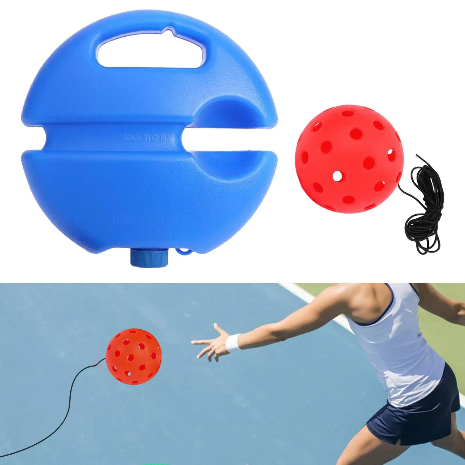 Pickleball Trainer with Elastic Rope Ball Exerciser Pickleball Rebounder for