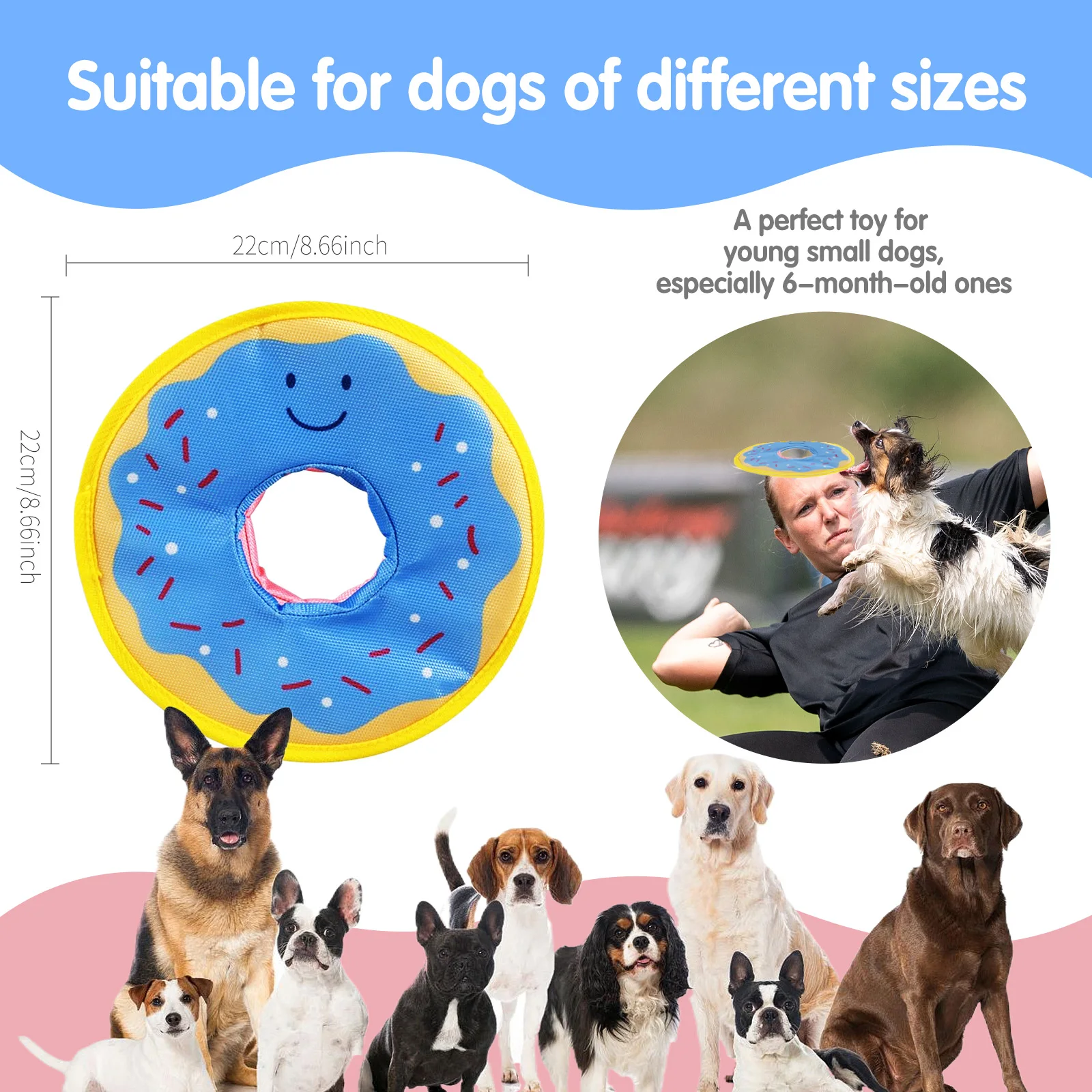 Dog donuts, noisy paper toys, outdoor interactive, squeaking sound, bite resistant, suitable for small and medium-sized dogs