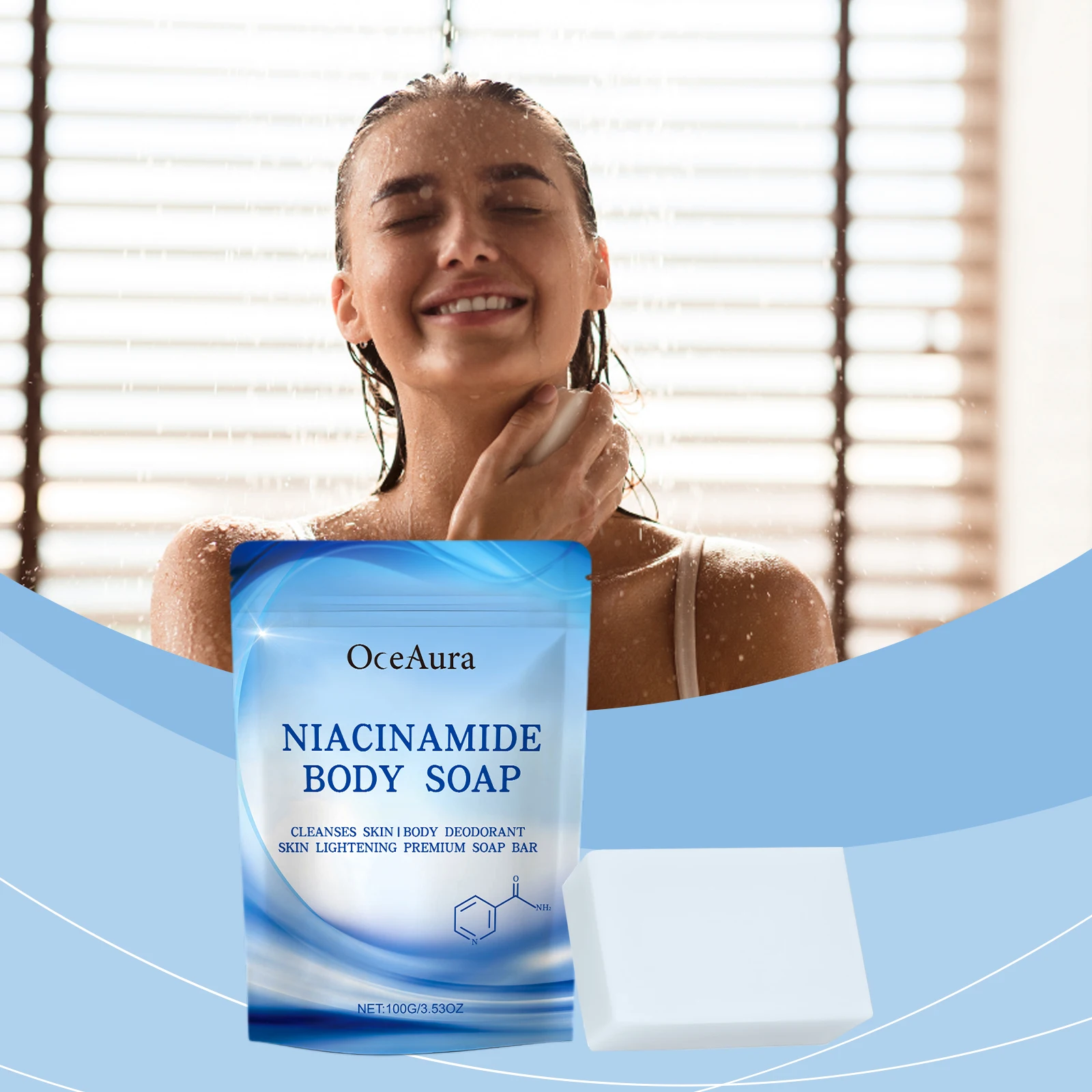 

OceAura Niacinamide Skin Rejuvenation Soap Gentle Cleansing and Moisturizing Skin Transuminant Smooth Body Soap