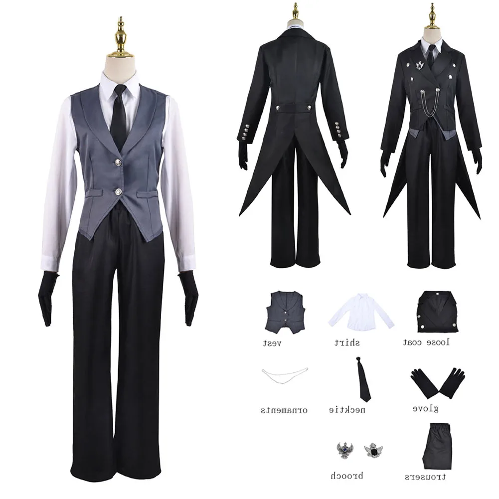 Fantasia Black Butler Sebastian Michaelis Cosplay Anime Kuroshitsuji Costume Disguise Adult Men Uniform Outfits Halloween Suit