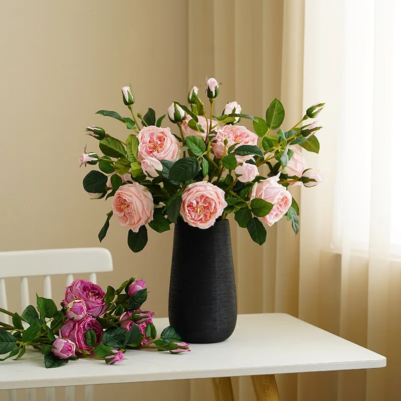 new artificial silk flower festival curling feel moisturizing Austin long-branched roses home wedding decoration