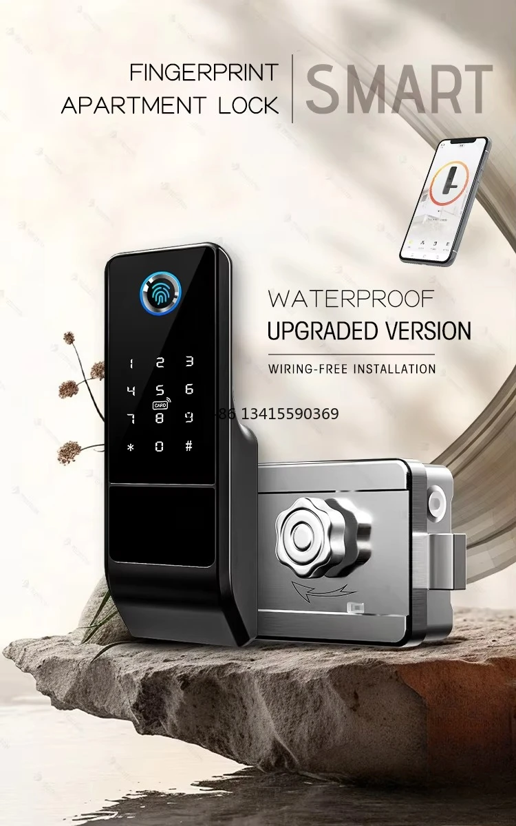 

Cerradura Inteligente Electric Intelligent Biometric Fingerprint Digital Gate Door Rim Latch Lock Tuya Smart Rim Lock