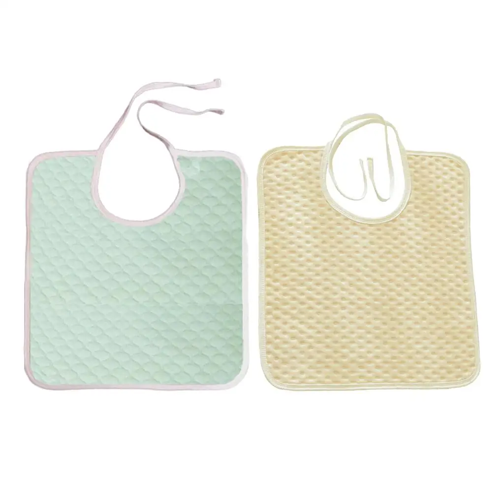 Pure Cotton Reusable Adult Bib Waterproof Clothing Protector Apron for Disabled Elderly Eating Aid