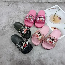 Cartoon Mickey Mouse Baby Shoes For Girls Children Lovely Cartoon Princess Flat Kid Beach Home Shoes Inside and Outside Slippers