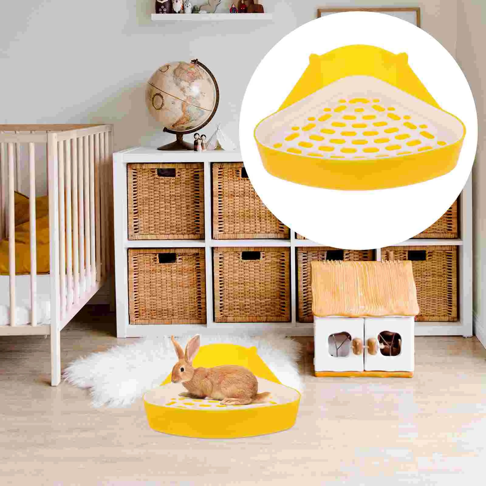 

Pet Potty Urinal Rabbit Toilet Basin Training Litter Tray Supply Triangular Bed Linens