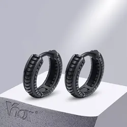 Vnox Stylish Hoop Earrings for Men Boys, Stainless Steel Huggies Earring, Ethnic Punk Rock Male Ear Gifts Jewelry