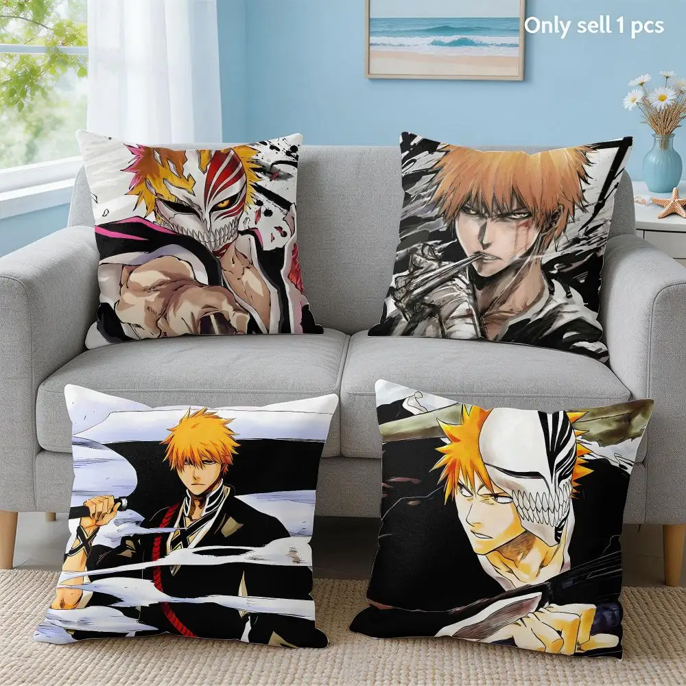 Hot Anime B-bleach Kurosaki Ichigo Cushion Cover Soft Throw Pillow Cover Hidden Zipper Cutecore Sofa Bedroom Home Decor