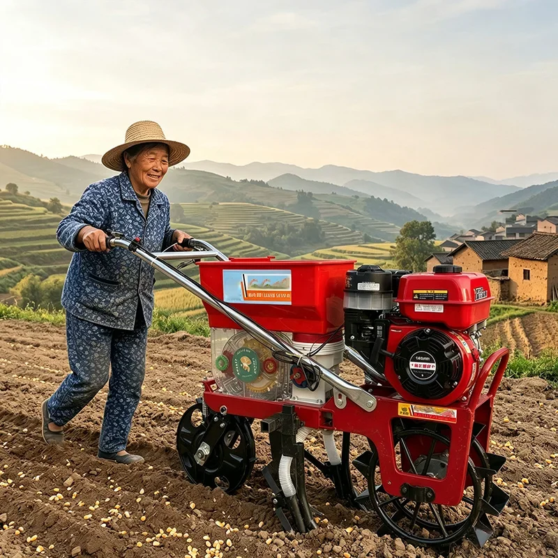 Petrol-Powered Corn Precision Seeder Simultaneous Seeding and Fertilizing, Adjustable Plant Spacing—Multifunctional (Customized)