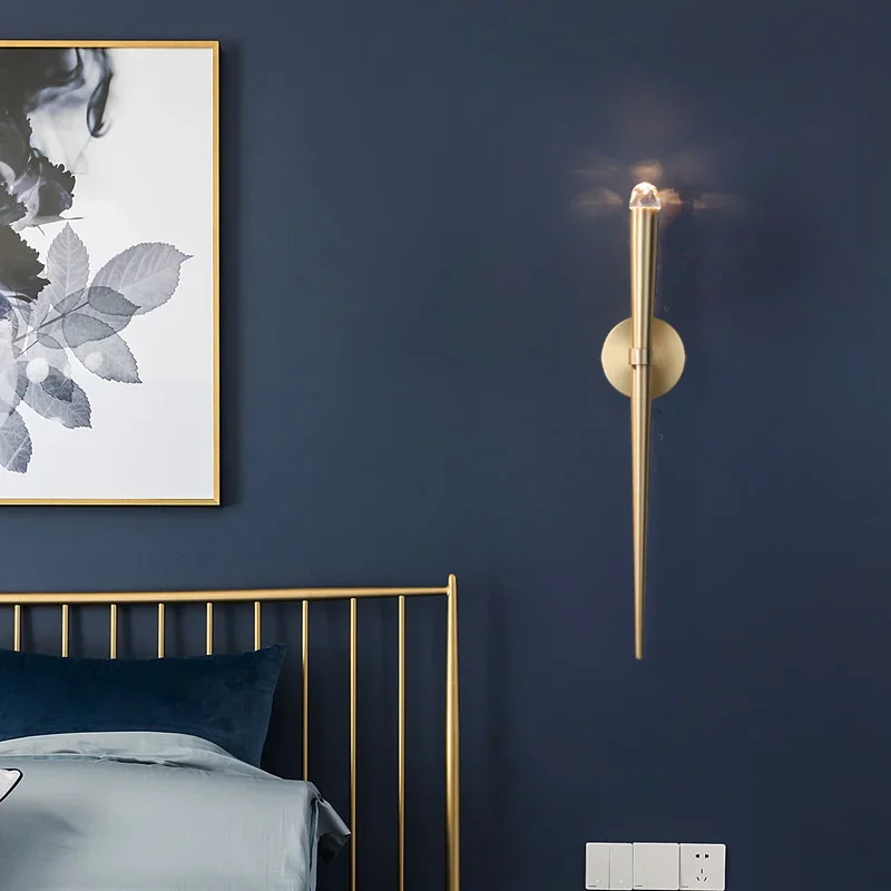 

Modern Minimalist Torch Wall Lamp Living Room Corridor Background Wall Staircase Bedroom Bedside Brass Wall Lamp