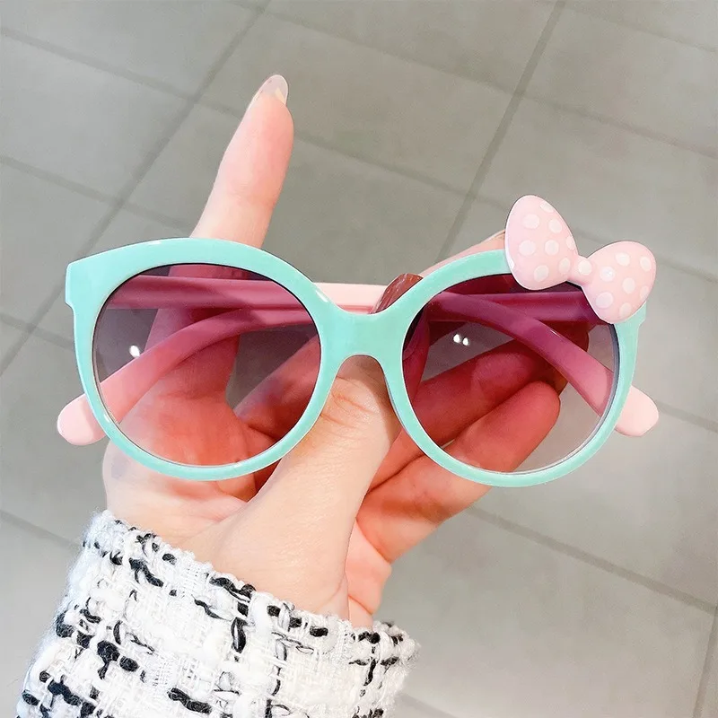 1PC new plastic children's sunglasses with UV protection, girls' glasses with bow tie, little princess