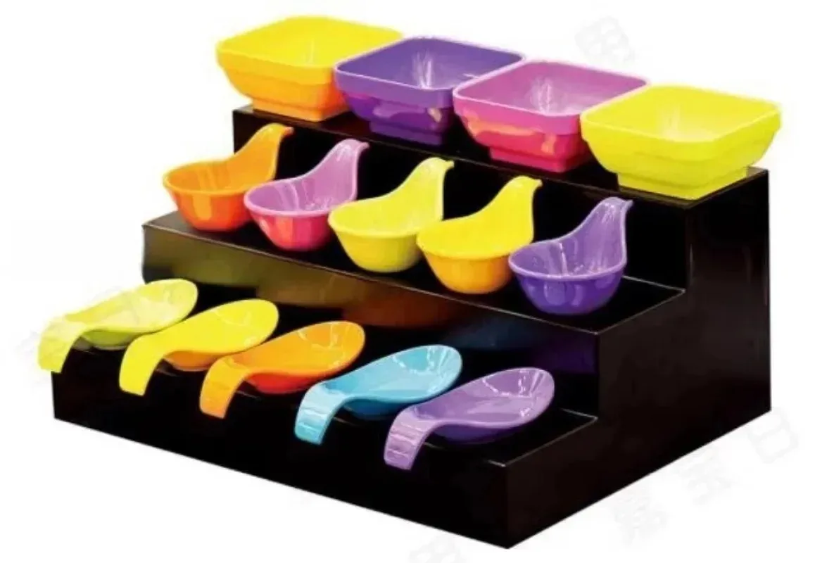 Luminous cold food drinks desserts three-layer display stand bar drinks steps acrylic display rack