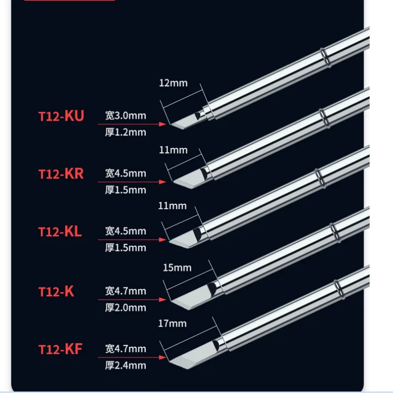 Seri T12 Ujung Besi Solder Listrik T12-K KU B2 BC2 C4 C1 I ILS JL02 D24 KF untuk Hakko Fx951 STC Kit Stasiun Solder DIY