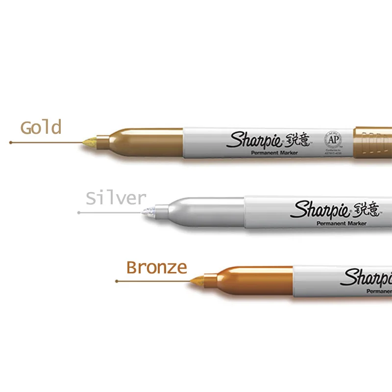 1 peça eua sharpie 39100 metal tinta permanente caneta marcadores papel de parede sinal oleoso fade assinatura marcadores ouro prata bronze