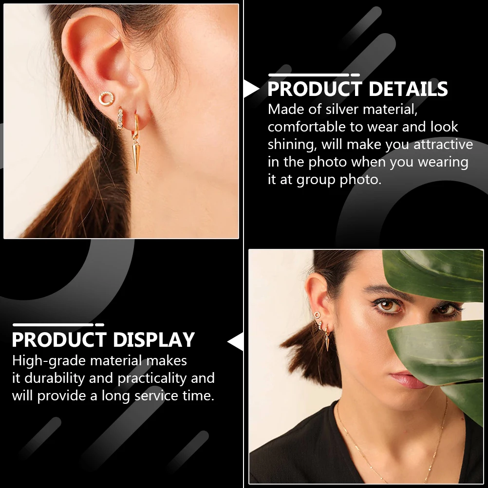 

Conical Earrings Sterling Silver Triangle Ear Pendant Geometric Jewelry for Women Chic Shiny Office Concert Stage for Mom