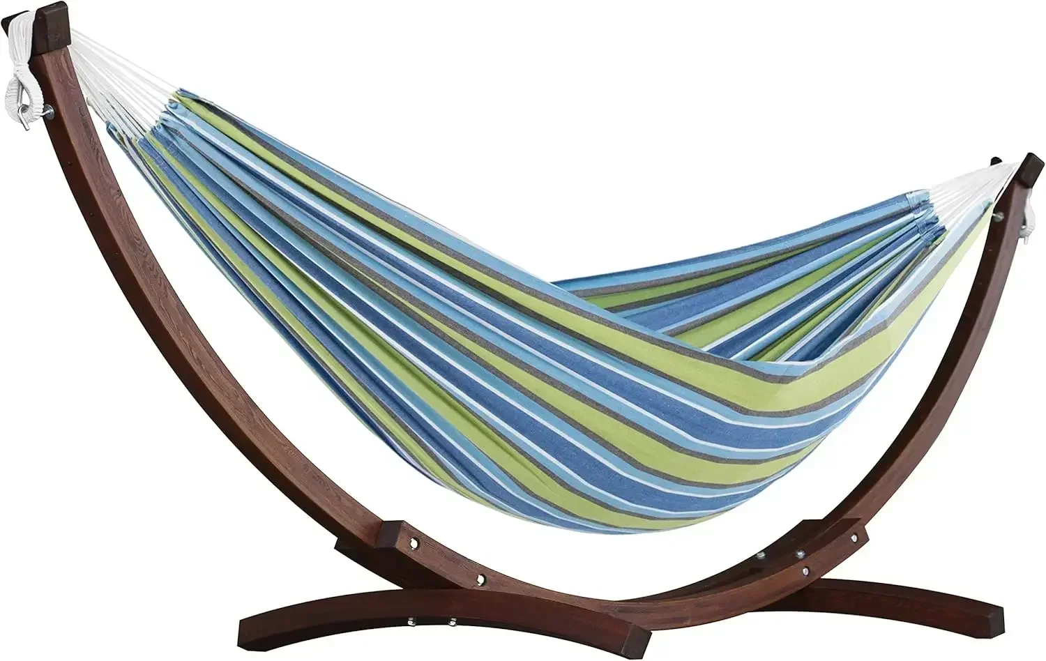 Hot-sellingDouble Cotton Hammock with Solid Pine Arc Stand - 450 lb Capacity, Durable FSC Wood Frame, Comfortable 87 Bed