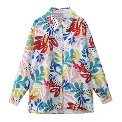 Zach Ailsa 2024 Spring New Product Women's Casual Loose Versatile Polo Collar Long Sleeve Fashion Printed Shirt