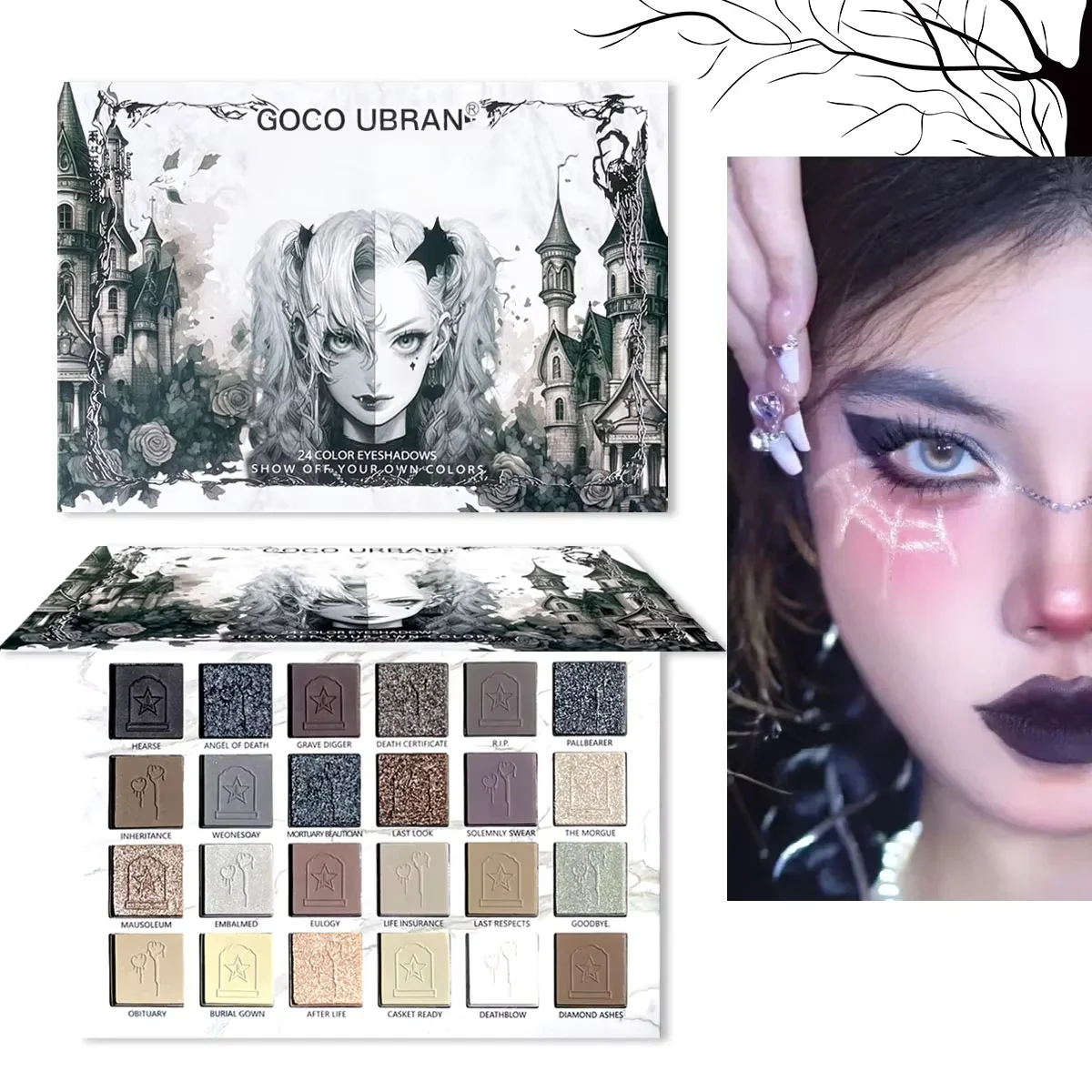 24 色マットダークパンクアイシャドウパレットハロウィンコスプレ用輝くアイシャドウパレット女性用メイクアップキット