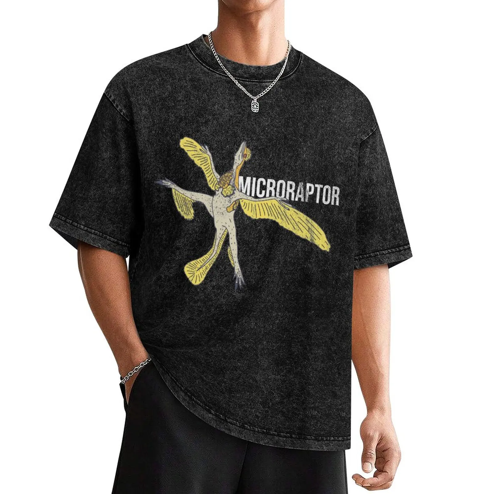 

Distressed Microraptor Text - Dinosaur Species - Reptile T-Shirt new edition quick-drying Men's t shirts