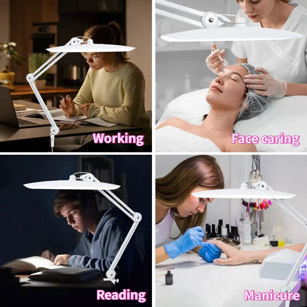 LED 데스크 램프 클립 접이식 19인치 스윙 암 속눈썹 연장 뷰티 테이블 램프 매니큐어 네일 공예 독서 보조 조명