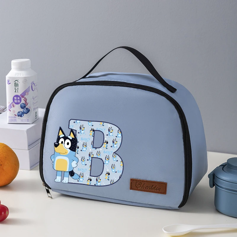 Blueyi Lunch Bag Cartoon A-Z Letter Print Handbag Outdoor Picnic Large Capacity Food Warm Bags Kawaii Portable Storage Bag Gifts