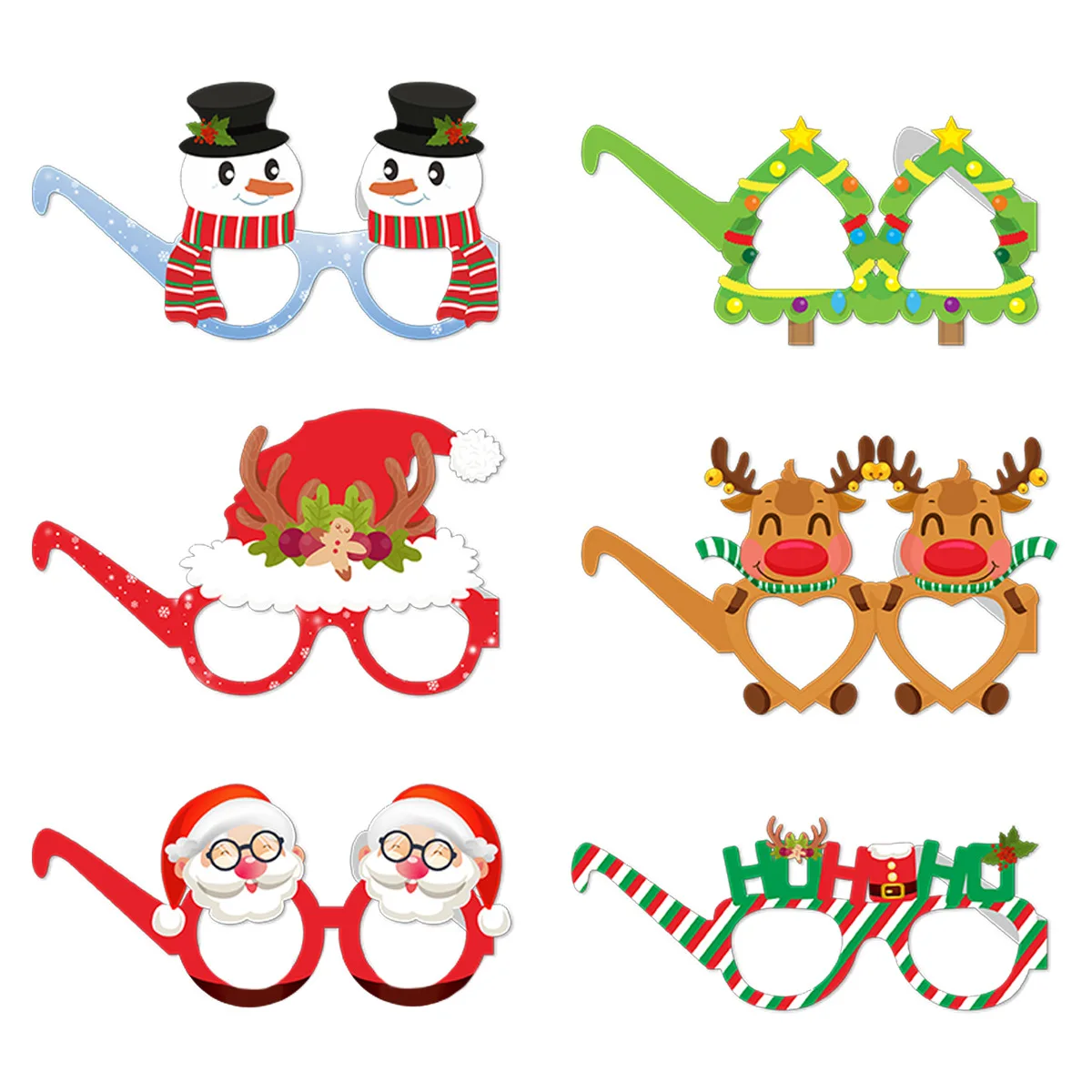6 stücke Weihnachten Schneemann Santa Claus Papier Gläser Frohes Neues Jahr Winter Weihnachten Feier Foto Requisiten Dekoration Party Supplies