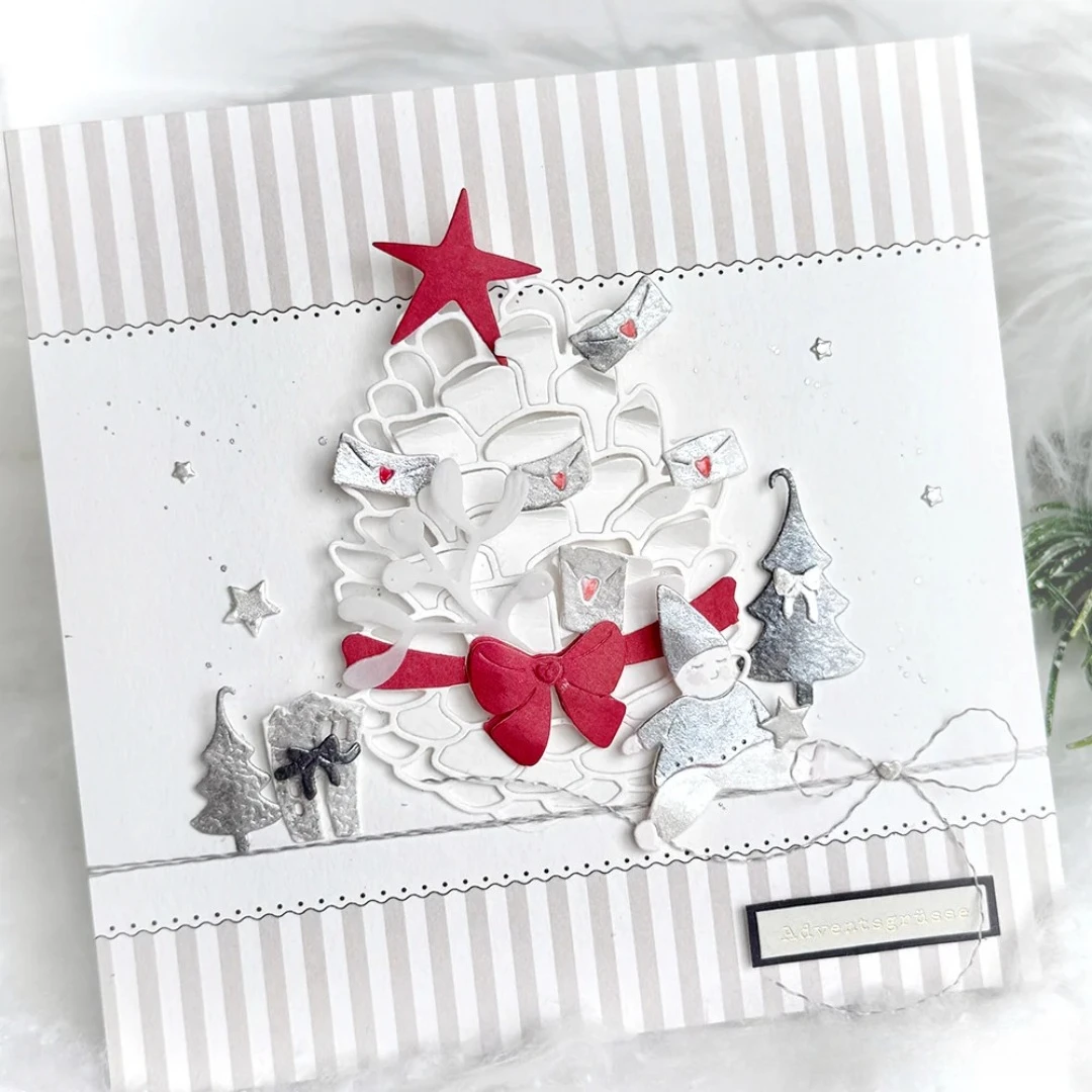 New Christmas Figurine Ribbon Roll Scissors Metal Cutting Dies for DIY Scrapbooking Card Making Stencils Photo Album
