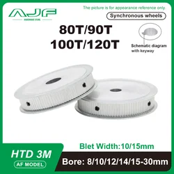 HTD 3M Pulley 80T 90T 100T 120T Bore 5-30mm 3M Timing Pulley Synchronous  Wheel For Belt Width 10/15mm Gears HTD 3M Belt Pulley