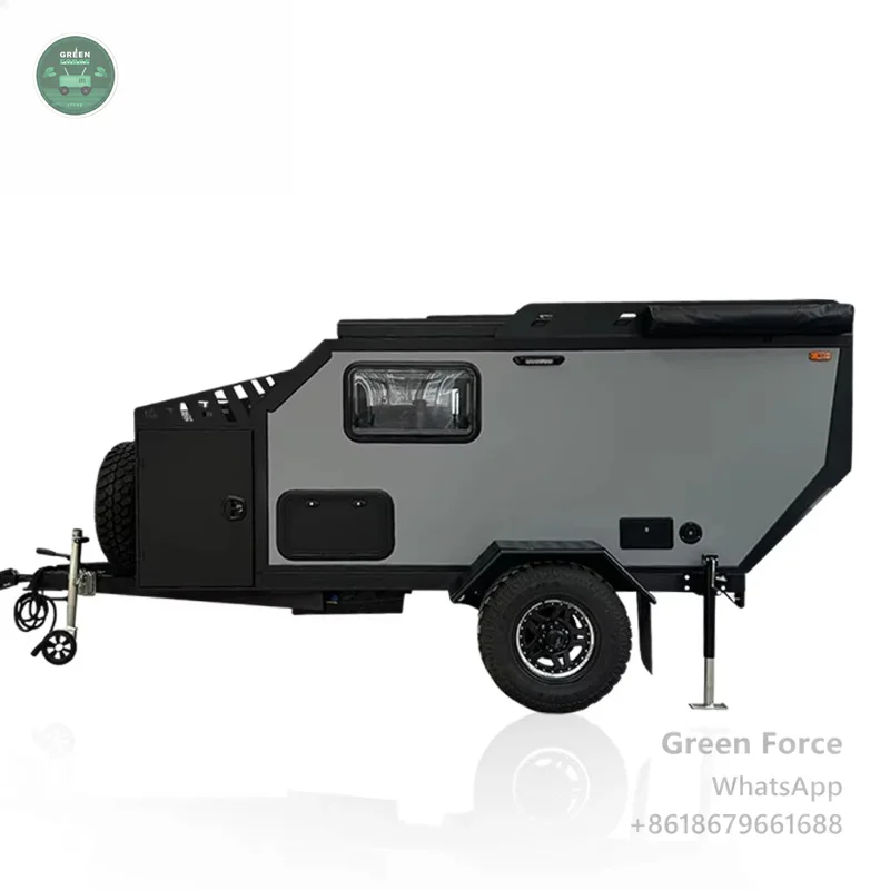 Modern Mini 4x4 Camper Trailer - Fiberglass Body, Waterproof, 4-Person Family Camping RV with Independent Suspension