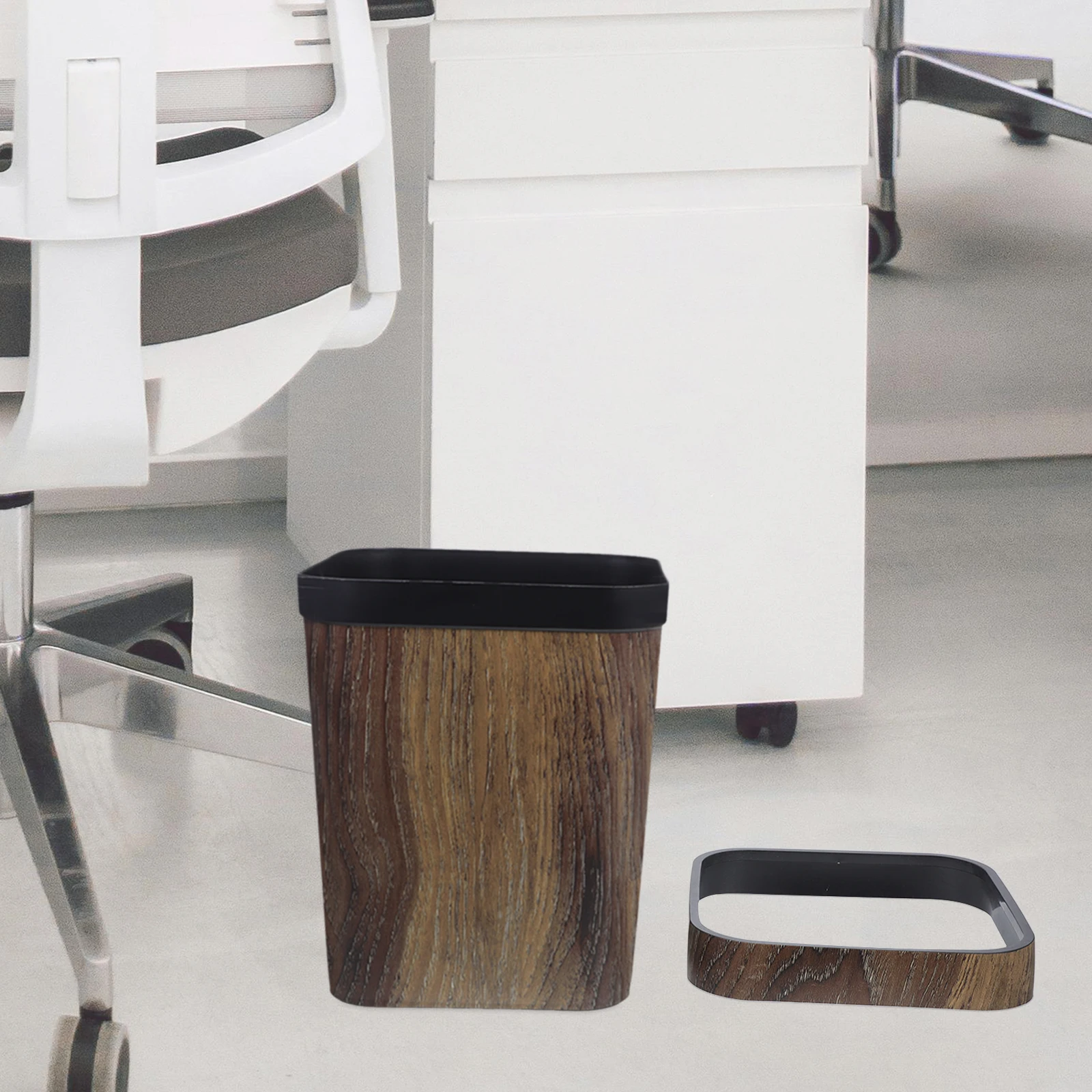 

Plastic Waste Bin Square Trash Can Home Office Garbage Container Fixed Ring Design Suitable Anywhere Household Storage