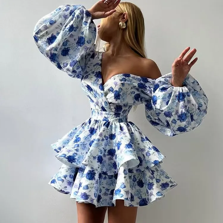 تنورة عصرية مطبوعة على شكل حرف V منتفخة Sve Dr عالية الخصر على شكل حرف a تنورة طويلة Sve ort Dr Sweet Sle Date Wear للاستخدام اليومي #2