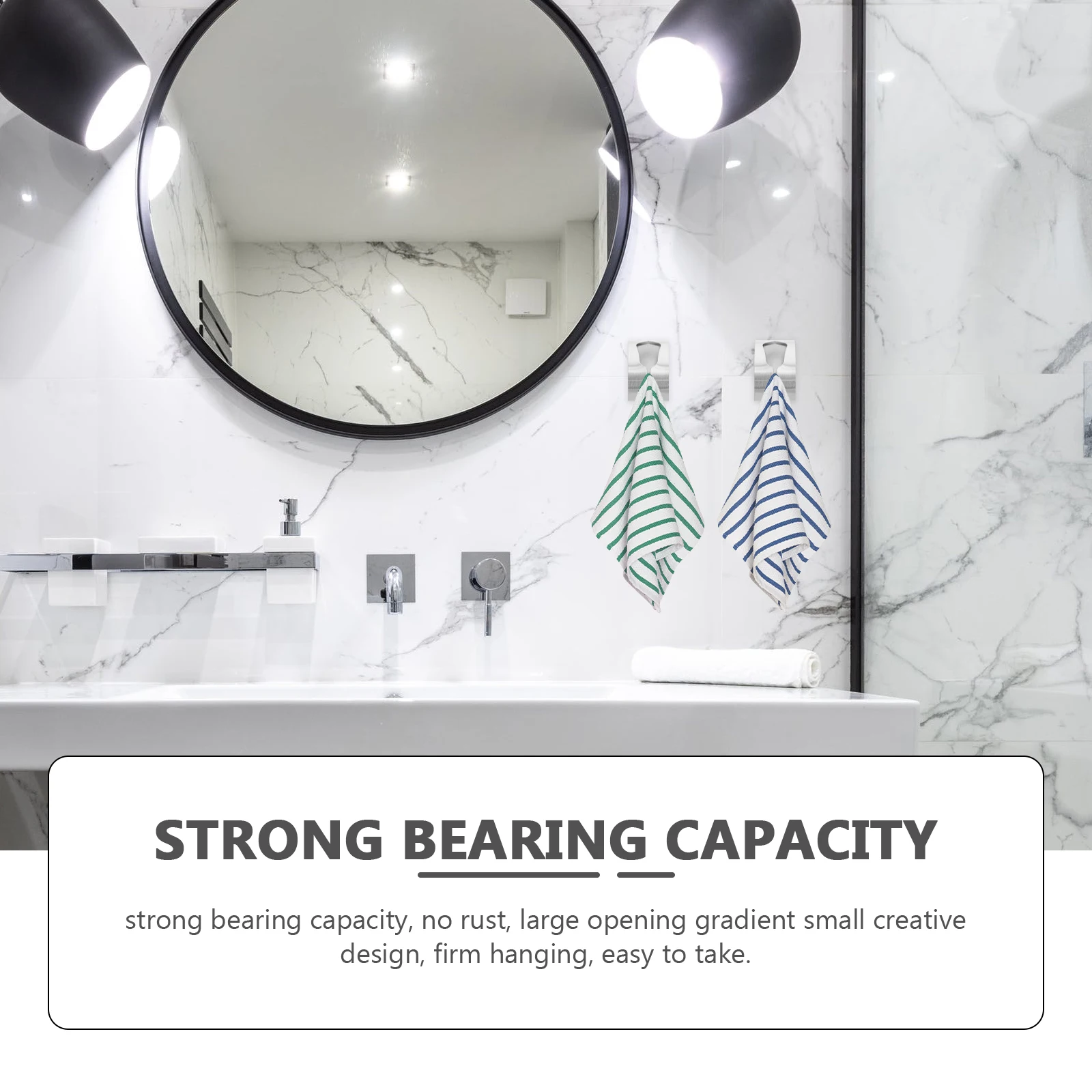 

4pcs Wall mounted Stainless Steel Towel Hooks Non drilling Strong Load Capacity Space saving Home Accessories Bath Facilities