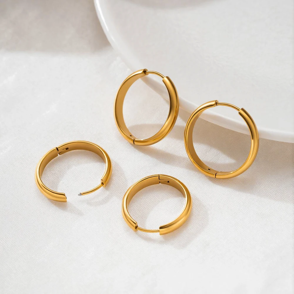 2 Paare/Lot Edelstahl Gold Einfache Kreisförmige Geometrische Creolen-Basis für Damen Schmuckherstellung Zubehör – Detail 3