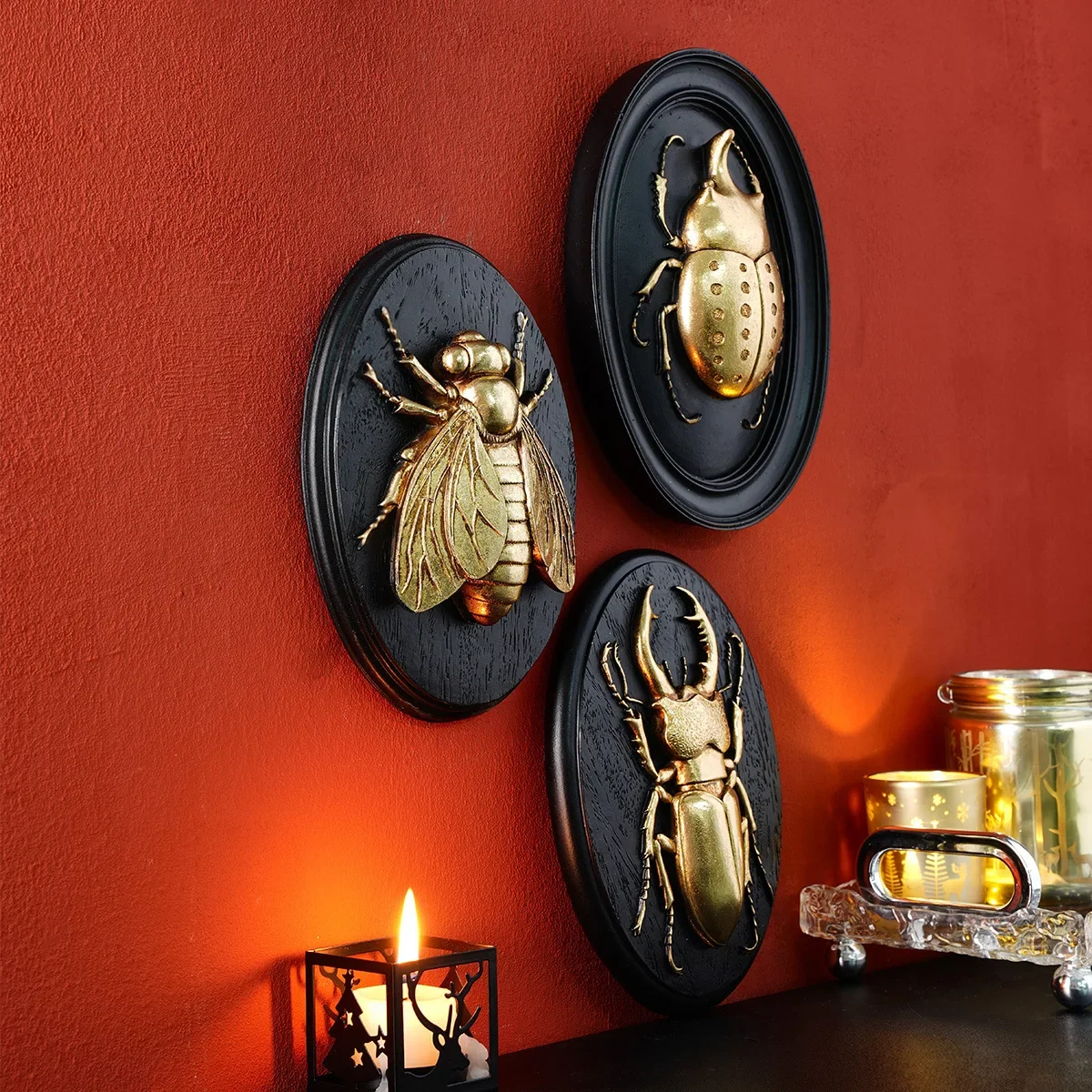 Simulation Insect Relief Figurine Resin Pendant Oval Frame Insect Three-dimensional Wall Decoration Home Decoration Accessories