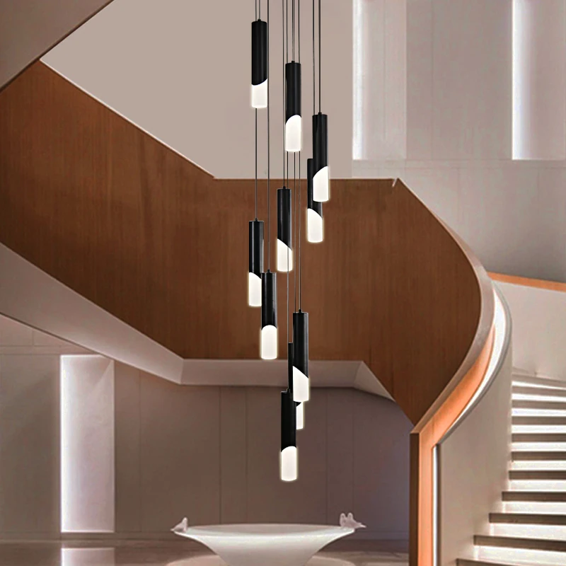 

Duplex attic staircase chandelier modern led high-rise atmosphere luxury hotel villa apartment spiral staircase decorative lamp