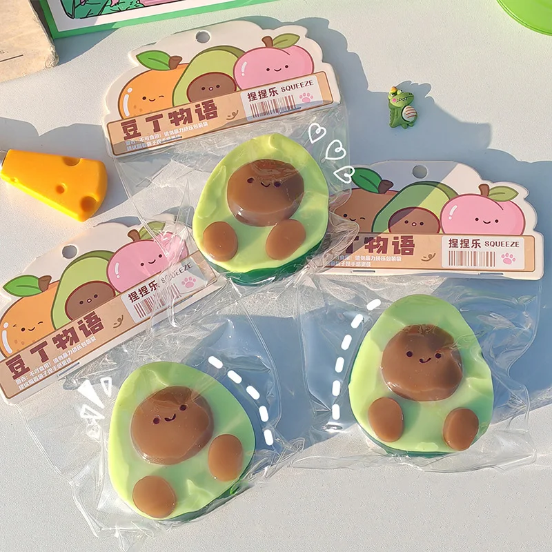 Avocado-Silikon-Quetschspielzeug zum Stressabbau, Entlüften, Squish, weiches sensorisches Zappelspielzeug, Schreibtischzubehör für Kinder, Teenager, Erwachsene