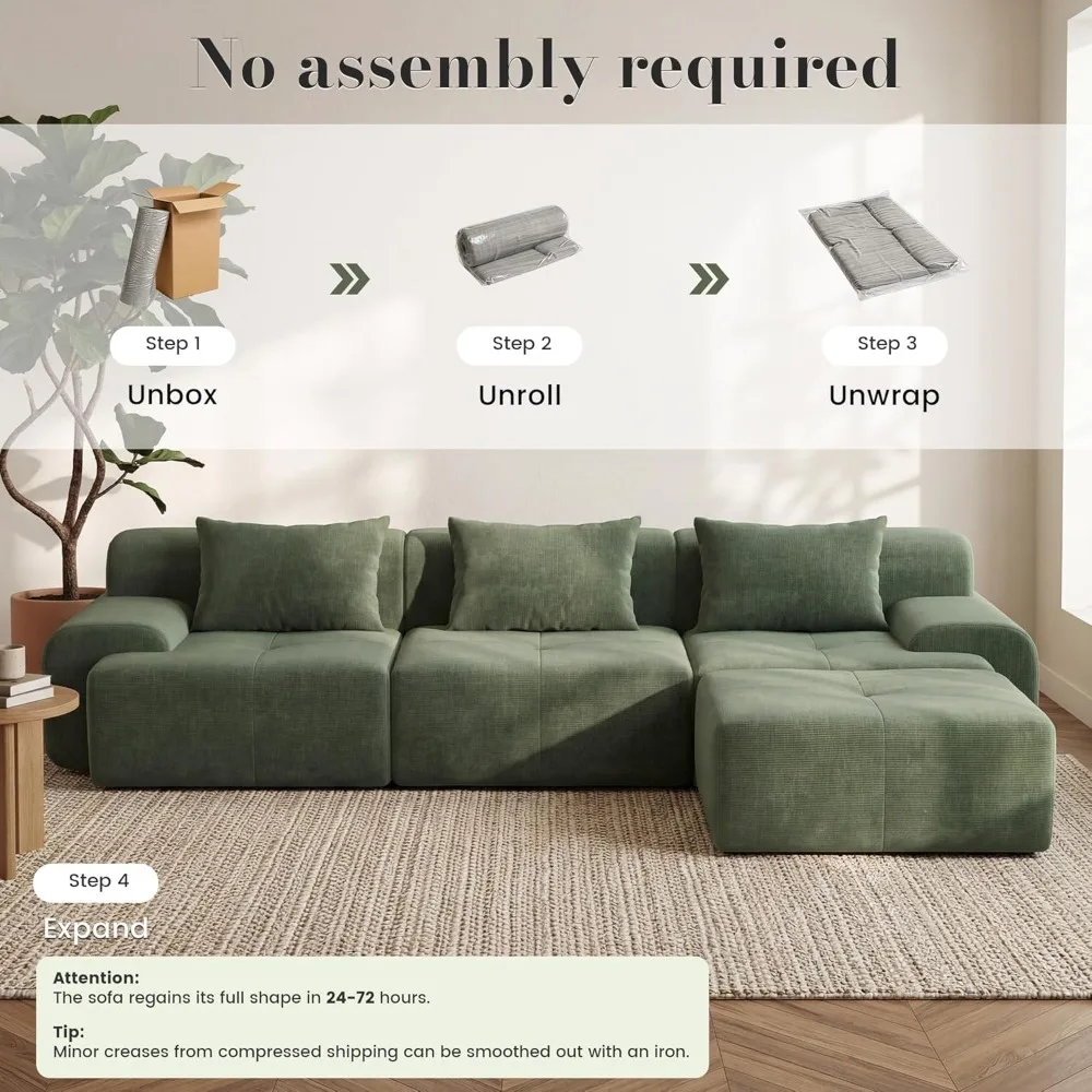 108'' Modular Sectional Boneless Sofa, Tufted Sectional Couches for Living Room,Oversized L Shape Deep Seat Sofa, Customized