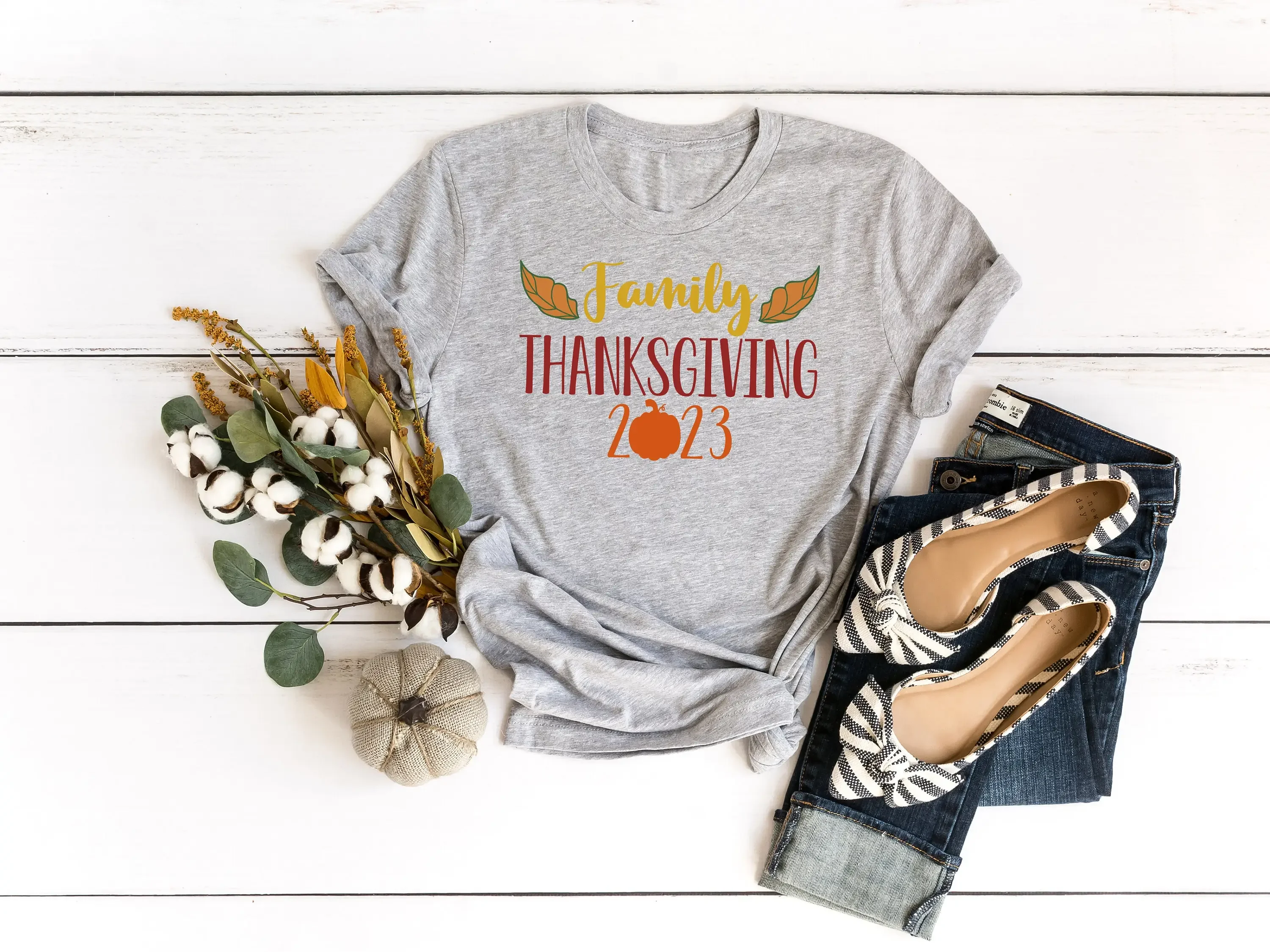 T-shirt pour la fête de Thanksgiving en famille 2023, ambiance d'automne, citrouille, je suis reconnaissant pour vous