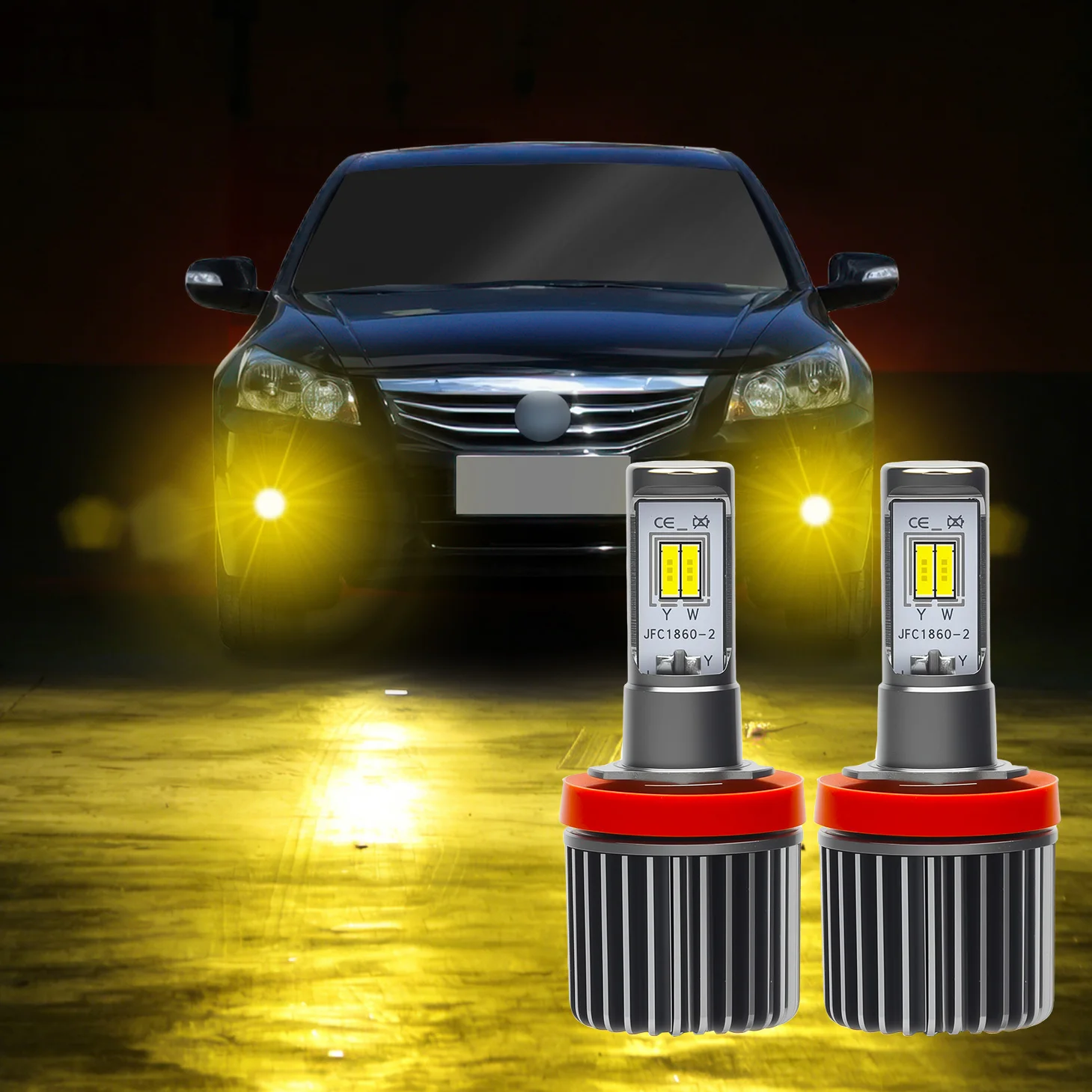 2Pcs Car Led Fog Light H3 H7 H8 H11 9005 9006 HB3 HB4 Accessories Front Fog Light Bulb Single Dual Color Strobe Flash