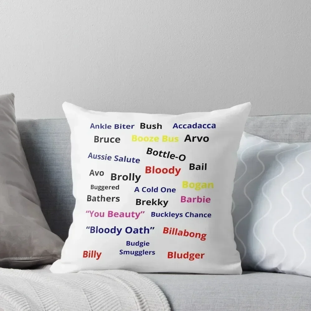 25 Australian Slang Words & Phrases-Aussie special-Best gift for a proud aussie Throw Pillow Luxury Cushion Cover pillow