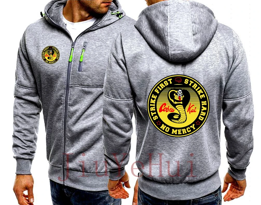 Vintage Verano Cobra Kai Zipper Hoodies Men Karate Hoodie Black Mamba Cosplay Cardigan Man Sweatshirt