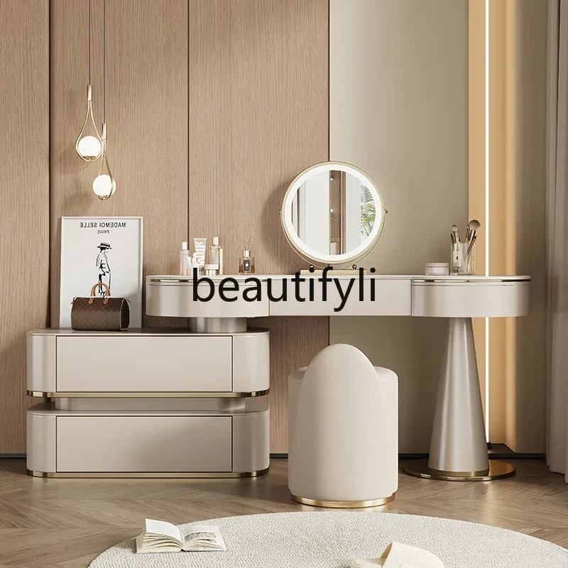 

Light luxury rock slab solid wood dresser, integrated modern simple small apartment master bedroom high-end makeup table