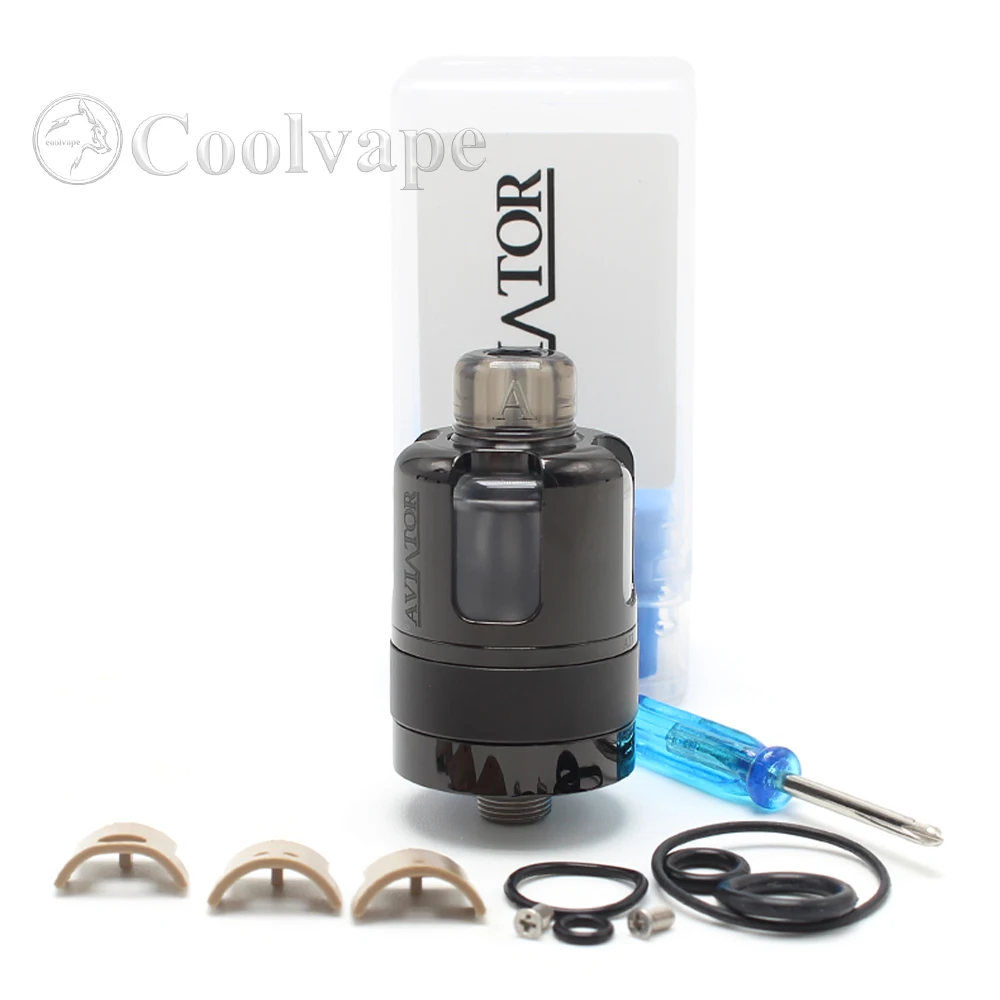 Aviator Style 316SS RTA Rebuildable Tank Atomizer for MTL/DL Vaping, 3.5ml Capacity, 4 Air Intake Options, 22mm Diameter
