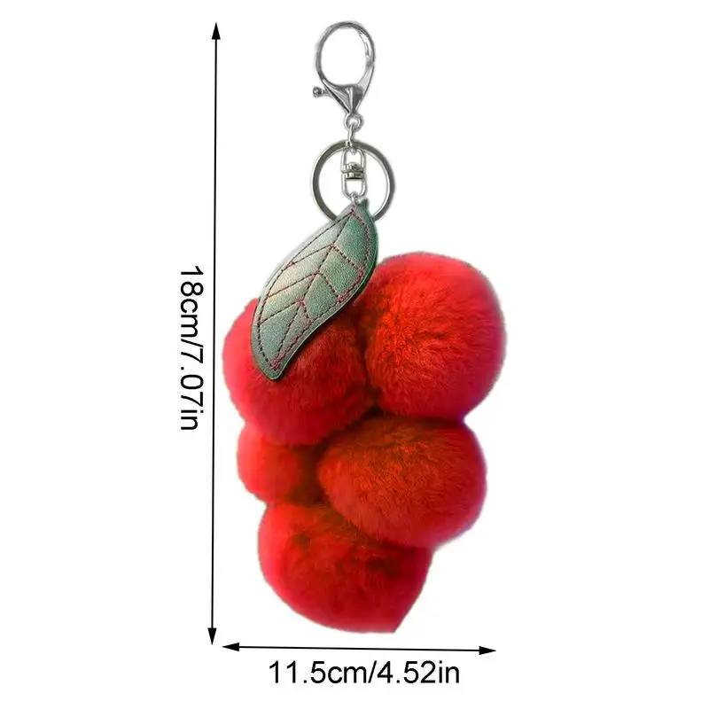 Cute Keychain Plush Cute Grape Plushie Keychain Girl Purse Charm Decor Bag Accessories Fashionable Pom Pom Keychain For Women