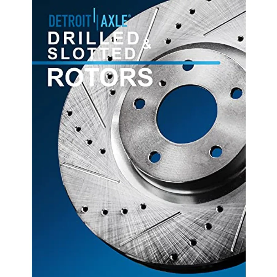 Detroit Axle Brake Kit for 10-17 Chevrolet Equinox GMC Terrain Drilled Slotted Disc Rotors Ceramic Brake Pads Front Rear Replac