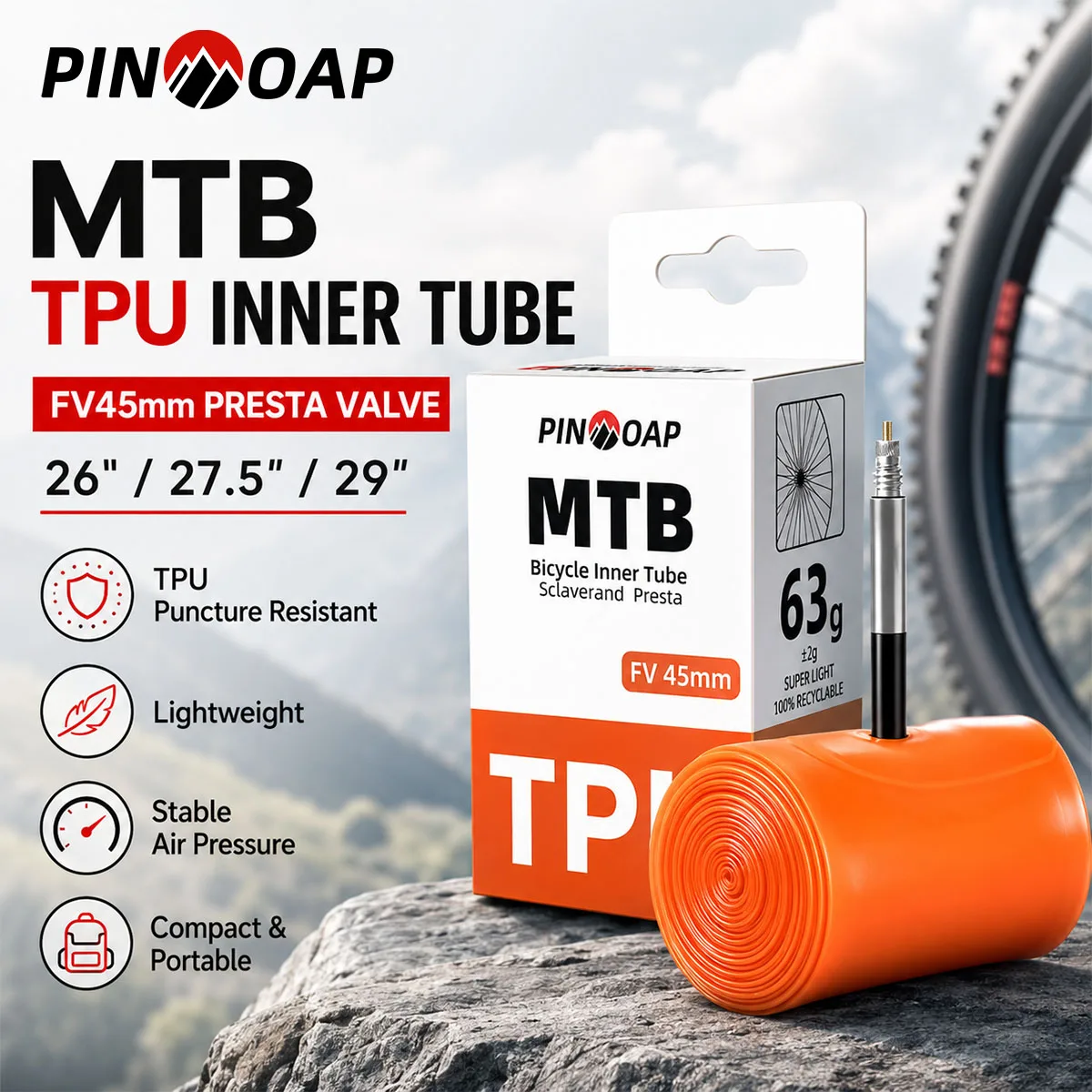 

PINMOAP 1/2/5/10PCS Mtb Bike Inner Tube Rubber Bicycle Tire Tube Replacement For Mountain Road Folding Bike Cycling Repair Parts