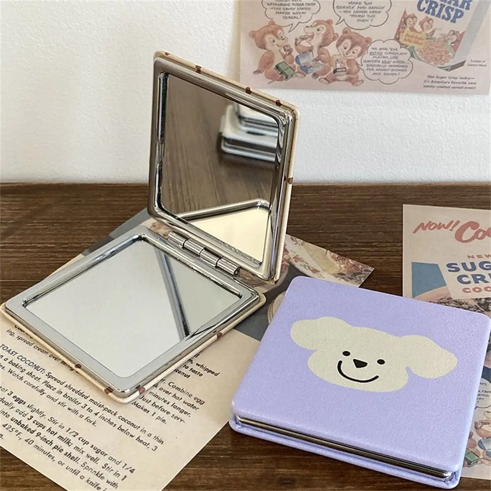 Portable Magnifying Makeup Mirror Mini Square Standing Vanity Foldable Mirror Handheld Cute Pocket Mirror Kids Gift