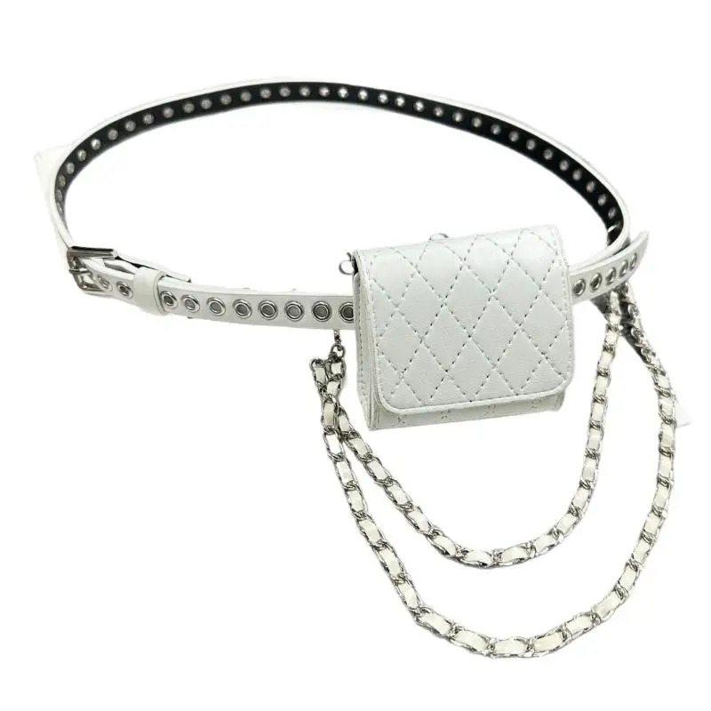 Mini lederen ketting heuptas voor Eans riem Decoratieve hangende tas voor dames Afneembare speelheupriem