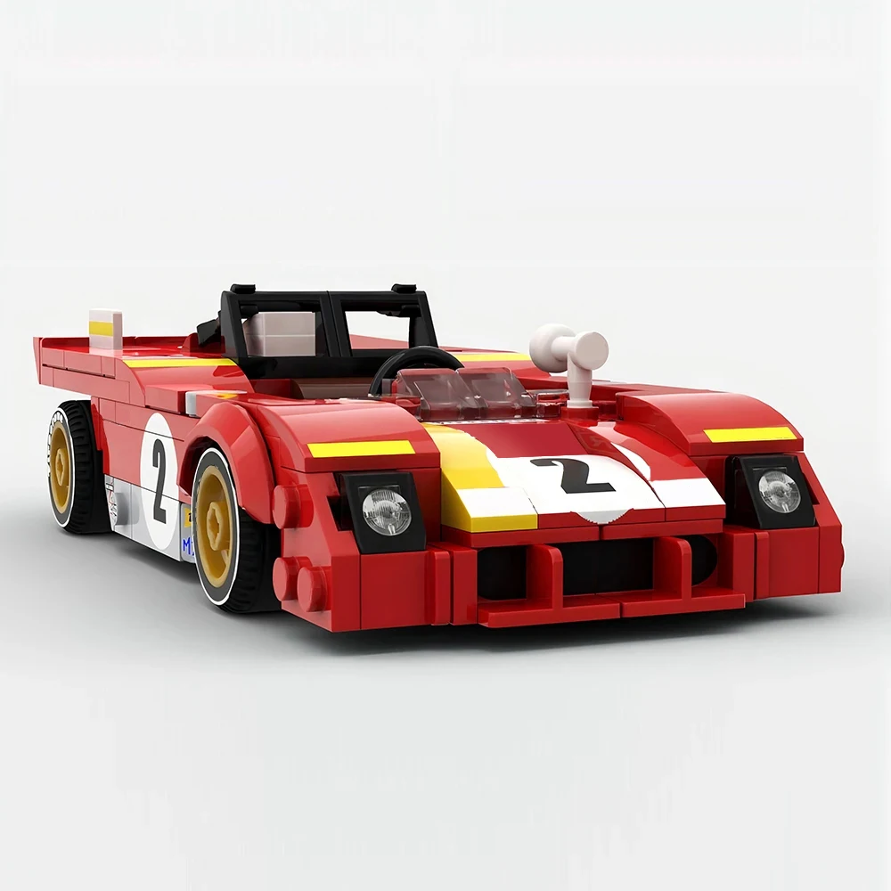 199PCS MOC Speed ​​Champions 1972 Daytona 24 Hours Endurance Race Sports Car City Car Model Building Blocks Children\'s Toy Gift