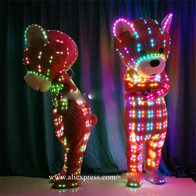 Music Concert Costume Club LED Light Bear Robot  led costumes RGB light bears doll colorful  wears luminous full color outfit