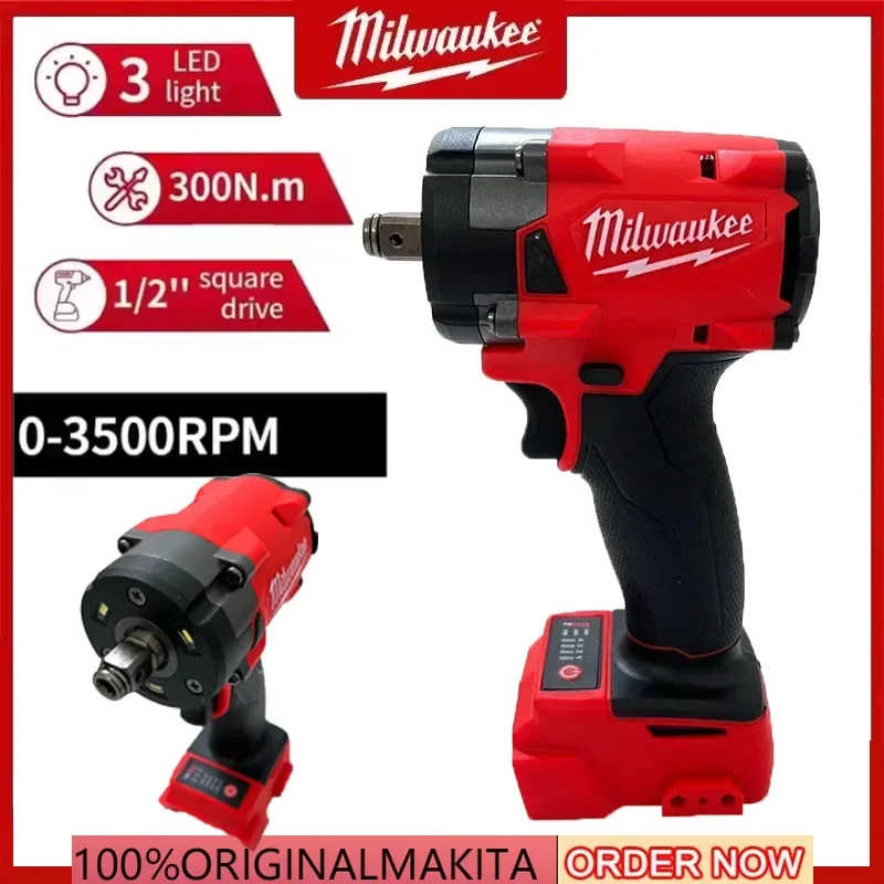 

2025 Milwaukee Brushless Cordless 1/2 Electric Wrench Car Truck Repair Screwdriver Impact Drill Rechargable For Battery Tools
